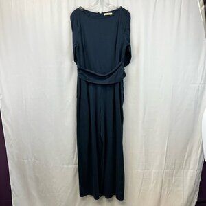 Zapelle Womens Jumpsuit Blue Stretch Round Neck Long Leg Knit One-piece 16